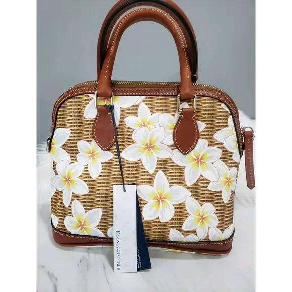 NEW Dooney‎ Bourke Plumeria Domed Zip Satchel Bag in Floral Flair